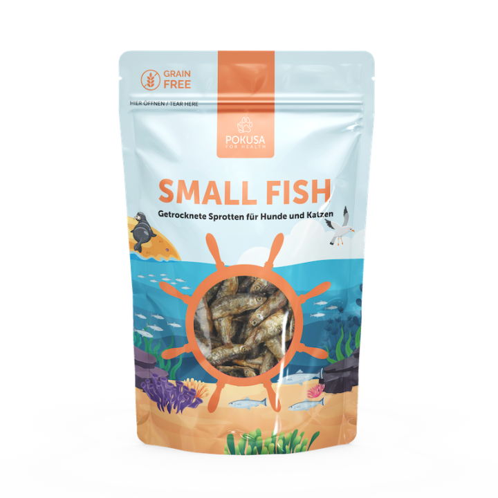 SMALL FISH getrocknete Sprotten für Hund & Katze | Pokusa