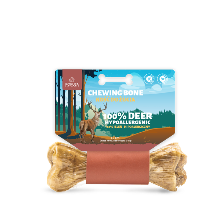 Kauknochen Hund DEER – 100 % Hirsch, hypoallergen | Pokusa